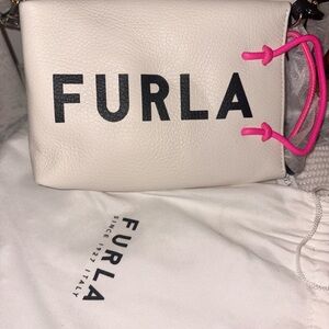 Furla White and Pink Cosmetic Bag